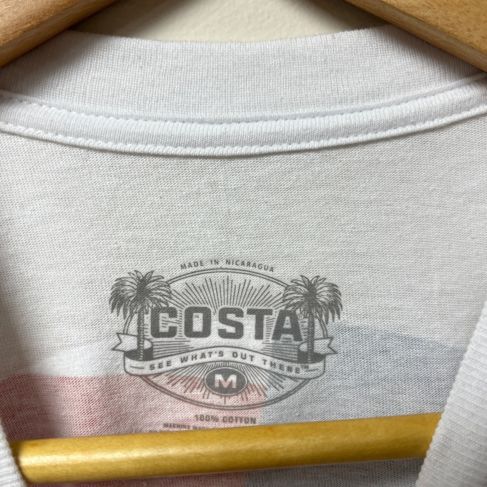 Costa Del Mar American Flag Logo Short Sleeve Shirt Mens Medium C Wave Graphic - Picture 3 of 3